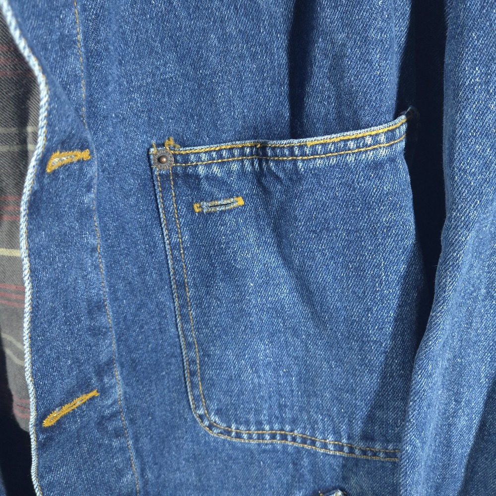 Vtg Faded Glory Denim Barn Coat L Mens 90s Workwear Corduroy Collar Chore Coat - Picture 6 of 16